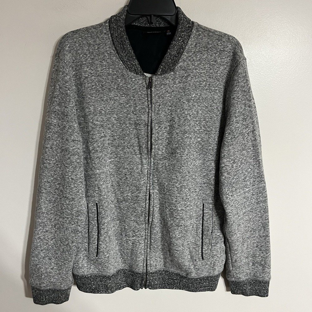 Marc Anthony Slim Fit Full Zip Sweatshirt Bomber Jacket Size Medium Gray/Black
